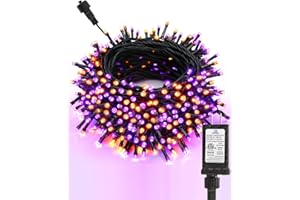 Flacchi Halloween Lights 100 Ft 300 LED String Lights 8 Modes Timer Function Low Voltage Indoor & Outdoor Mini Lights for Holiday Decor, Halloween Decorations Orange Purple