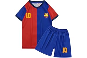 Cloong Kids National Soccer Jersey Outfits, Youth Football Training Shirt Shorts Set, Moisture-Wicking, Boys Girl Size 2-12Y