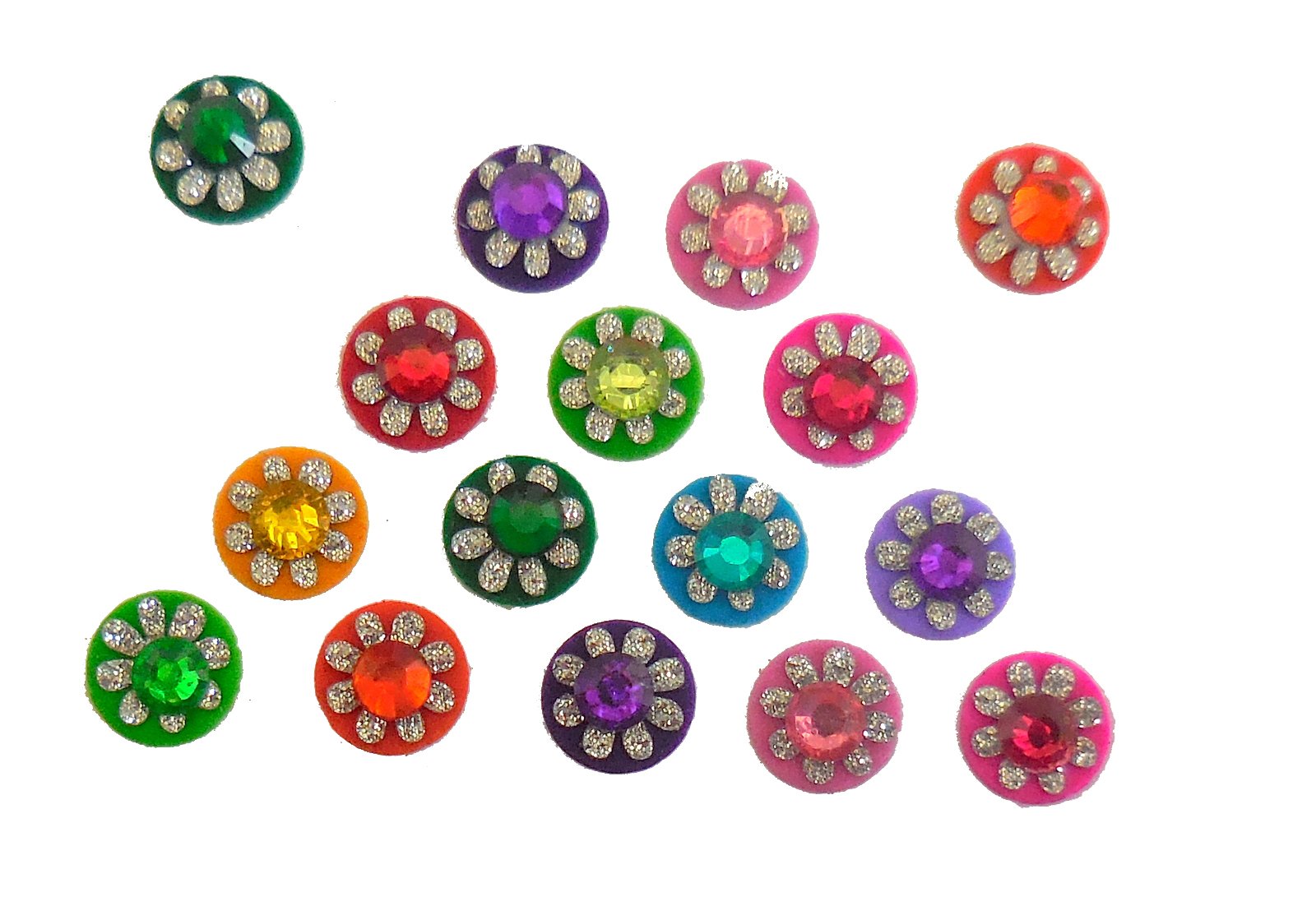 4 Packs - 64 Colorful Crystal Bindi Velvette round face jewels Tika