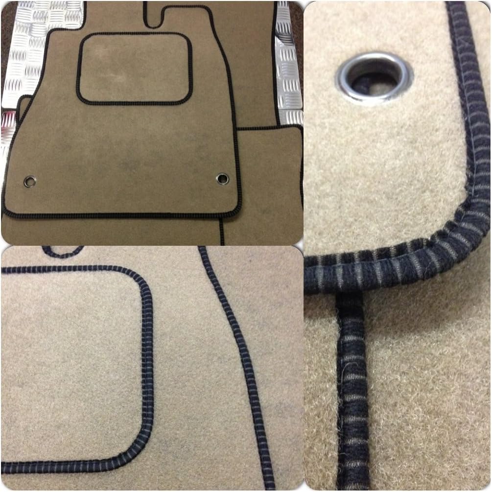Custom Fit Tailor Made Beige Capret Car Mats with Black Ribbed Trim for Mercedes E Class (W211) 2003-2009 - Double Drivers Side Protection Heel Pad