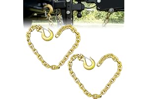 KITUYOTO G80 Trailer Safety Chain 39 Inch | Trailer Safety Chains | Tow Chain with 3/8'' Clevis Snap Hook | 2-Pack Heavy Duty Chain Break Strength 25,000 lbs for Towing