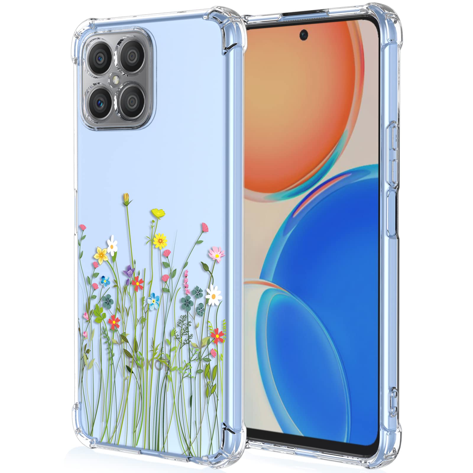 XINYEXIN Case for Oppo Find X5 (6.55"), Painting Flower Pattern Clear Case Soft TPU Silicone Case Slim Shockproof Bumper Girl Women Phone Cover - Flower Bush
