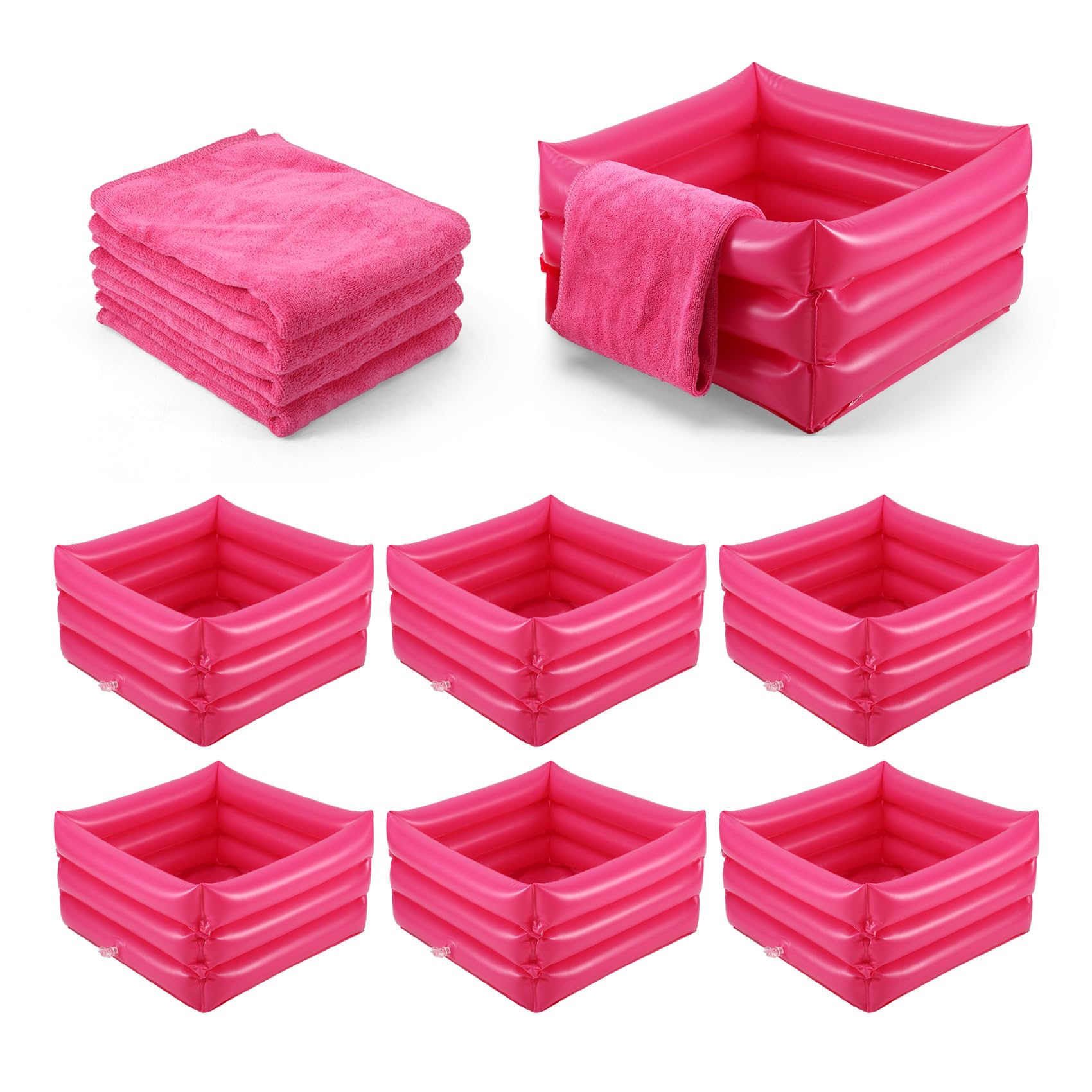 Povxlum 6 Sets Spa Party Supplies for Girls Foot Spa Kit for Girls 12.5''x12.5''x8.3'' Foot Care Bath 11.8 x 28Inch Hand Towels For Sleepover Party Supplies (Light Pink)