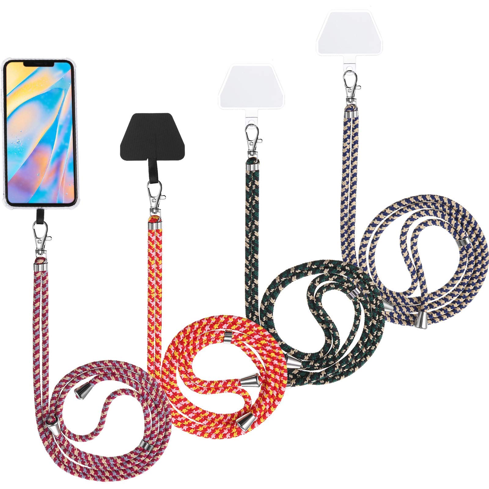 Weewooday 4 Pcs Phone Lanyard Crossbody Phone Strap Universal Cellphone Neck Lanyard with Patch for Women, Anti Theft (Colorful)