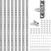 Leafory Adjustable Shelf Bracket 40 Inch 8 Pack Wall Shelf Pilaster Tracks, Stainless Steel Mortise Mount System with 32 Aluminum Alloy Shelf Clips for Closet, Cabinet &amp; Wall Storage