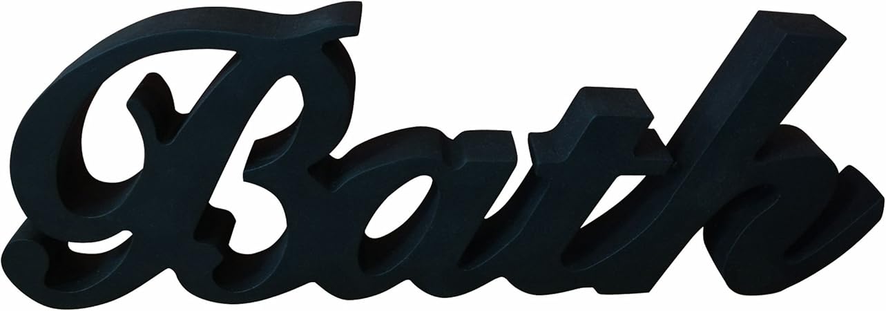 Cvhomedeco Negro De Madera Palabras Cartel De Pie Bath Cuarto De