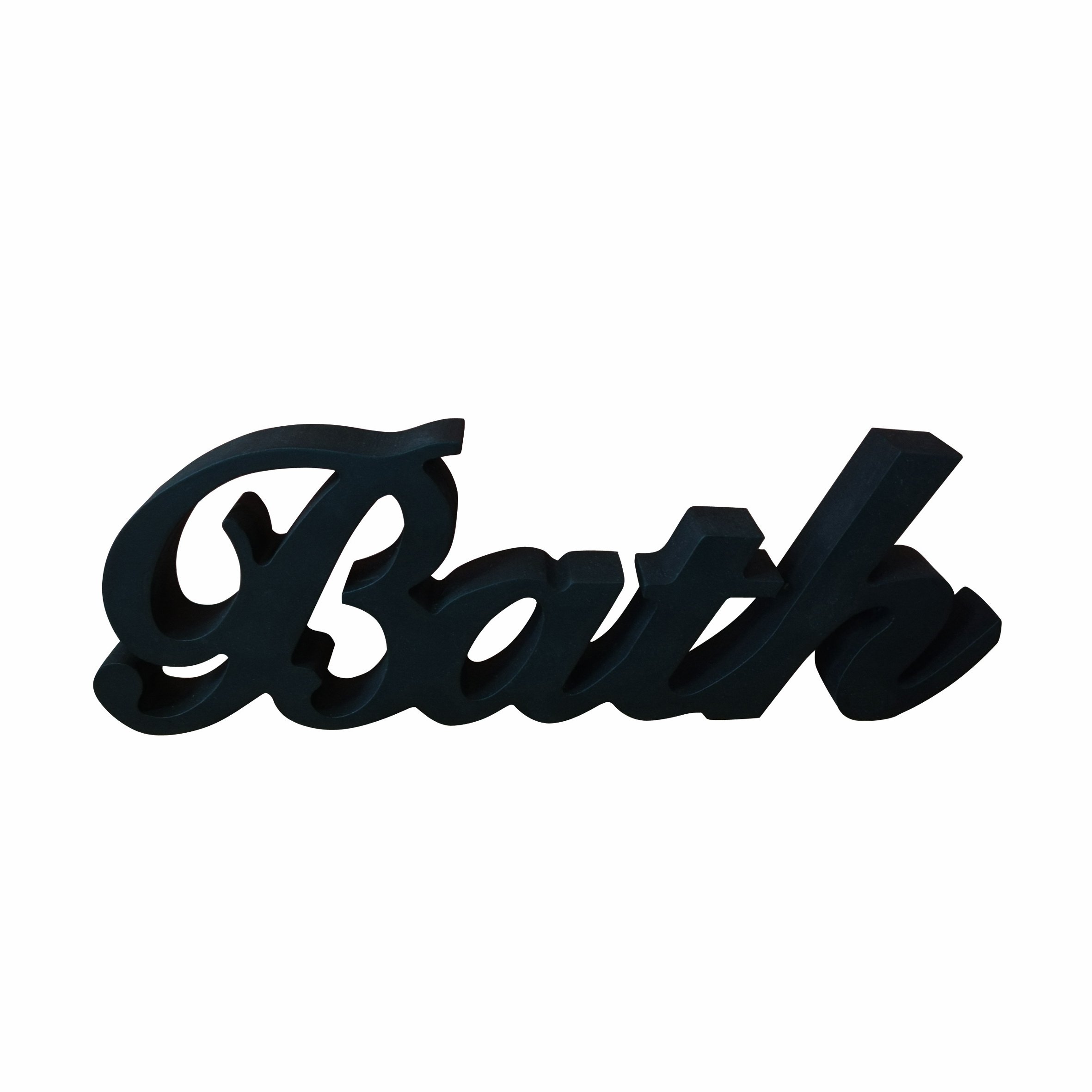 CVHOMEDECO. Rustic Vintage Wooden Words Sign Free Standing Bath, Bathroom/Home Wall/Door Decoration Art (Black 2)