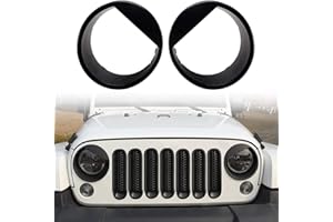 BOLAXIN for Jeep Accessories Angry Bird Style Headlight Lamps Cover Ring Trim Compatible with Wrangler JK & Unlimited 2007-2018 Mods Decor (Black)