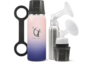 CERES CHILL OG Breastmilk Chiller, Reusable Storage Container, Up to 34 oz. - Bottle Cooler Keeps Milk at Safe Temperatures for Up to 20 Hours, Connects w/Most Pumps (Mombré Blue & Pink)