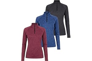 Real Essentials 3 Pack: Womens Dry-Fit Long Sleeve Quarter Zip & Full Zip Up Hoodie Workout Jacket (Available in Plus)
