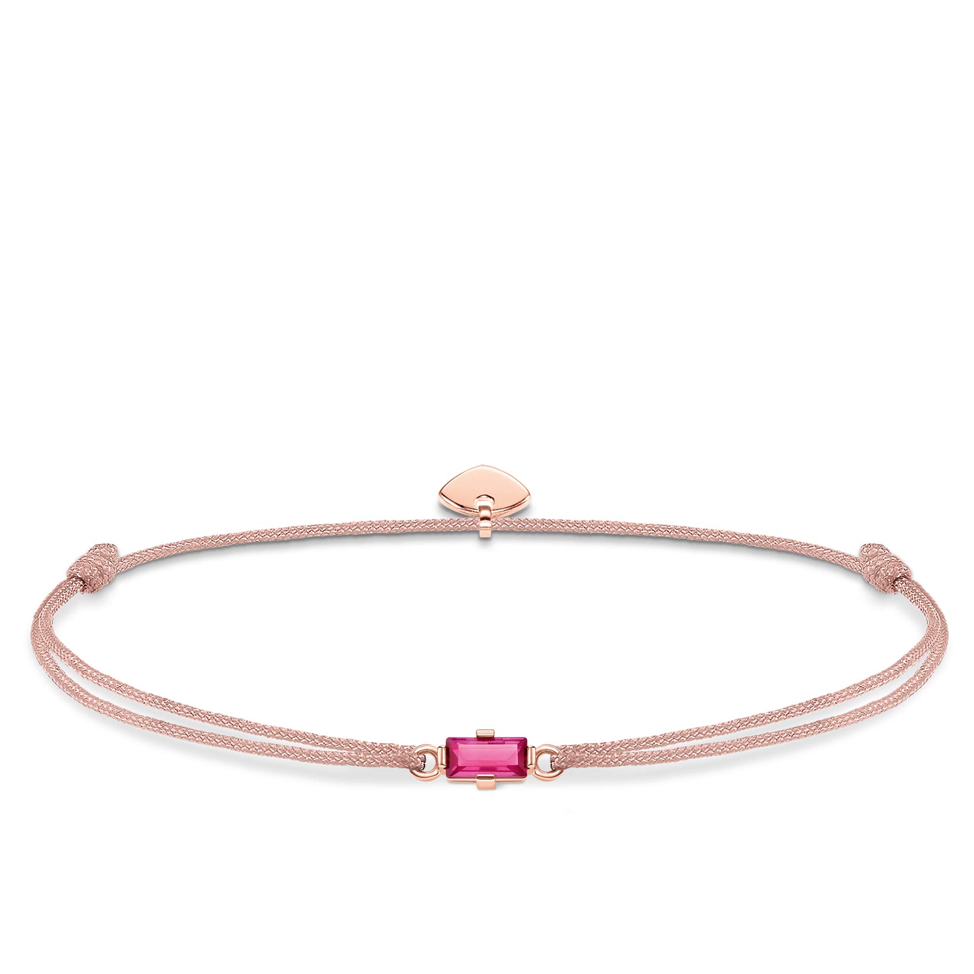 Thomas Sabo Women Bracelet Little Secret Hot-Pink Stone Baguette Cut Nylon, 925 Sterling Silver, 18K Rose Gold Plating LS0104-597-19