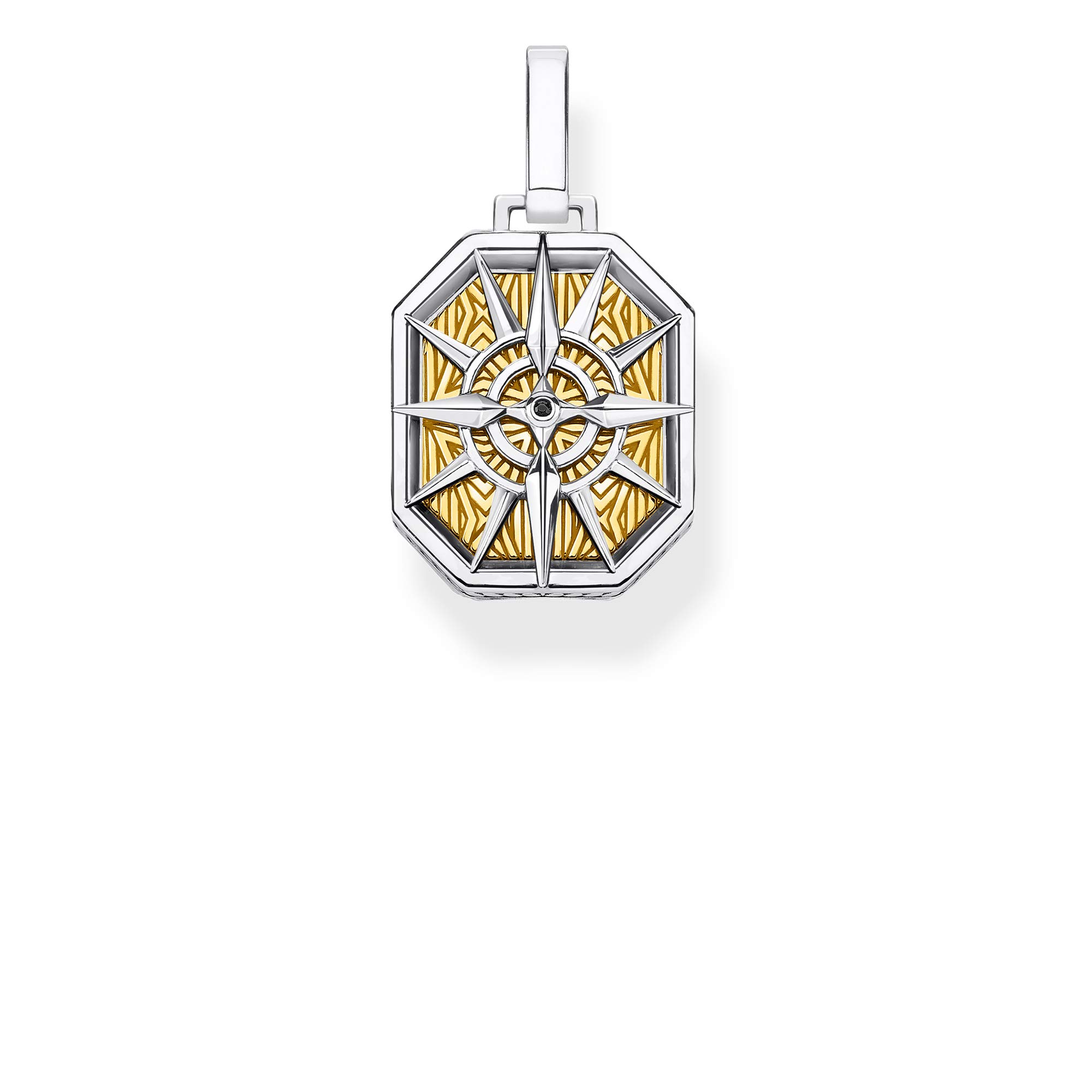 THOMAS SABO pendant compass gold 925 Sterling Silver, Blackened, 18k Yellow Gold Plating
