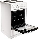 Haden HES50W Electric Cooker 50cm 52L Freestanding 4 Solid Plate White view 3