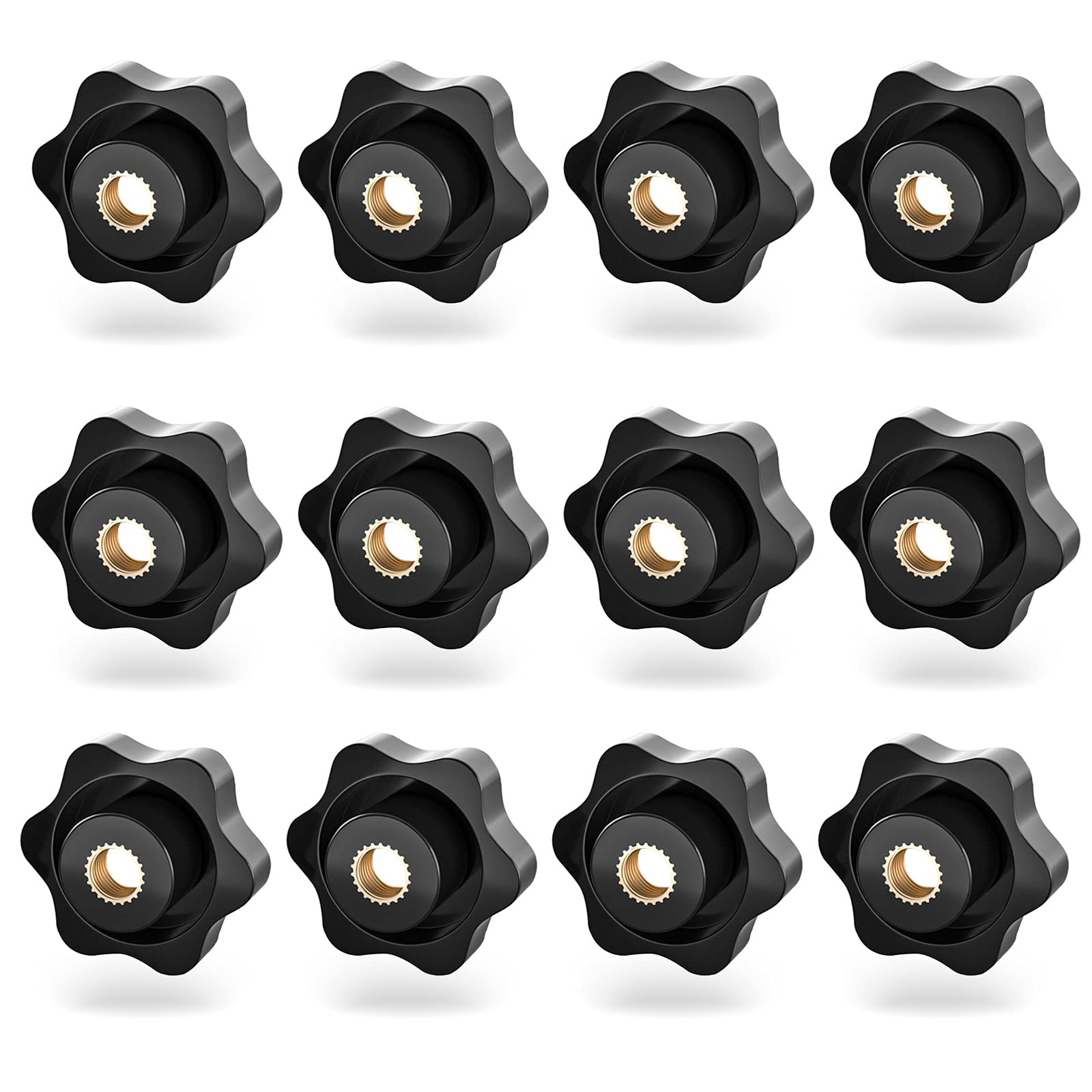 Photo 1 of Metric M8 Star Shape Knurled Clamping Nuts Black Plastic Screw-On Type Threaded knobs Lawn Mower Handle knob Grip Assortment Kit for Machinery Latche by lkelyonewy(12PCS)