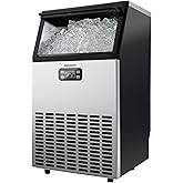 EUHOMY Commercial Ice Maker Machine, 100lbs/24H Stainless Steel Under Counter ice Machine with 33lbs Ice Storage Capacity, Fr