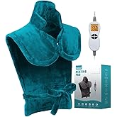 Ruqiji 26" x 35" Neck&Shoulder&Back Heating Pad with12 Temperature Settings, Pain Relief for Back/Neck/Shoulders/Menstrual Pain, Christmas Gifts for Women Men Mom Dad-Light Teal