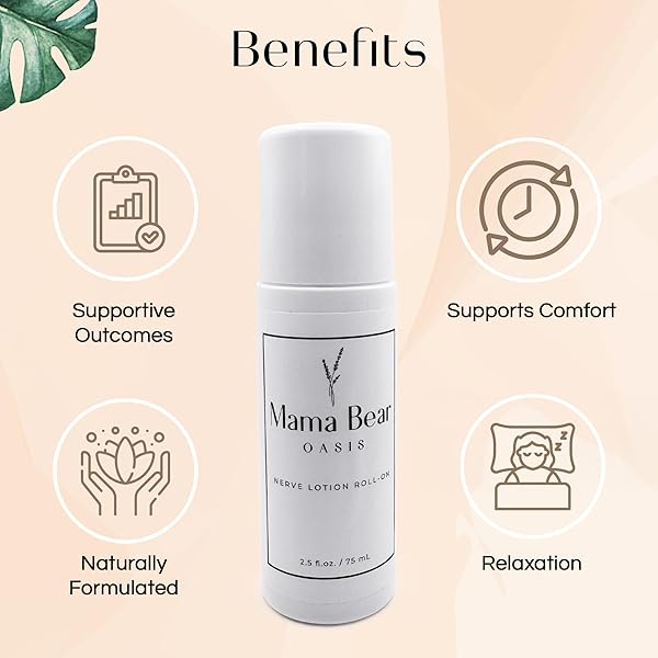 MAMA BEAR OASIS ROLL ON NERVE SUPPORT – FAST ABSORBING & QUICK DRYING MAGNESIUM ROLL ON W/MENTHOL, ALOE VERA, & MORE FOR CALMING EFFECT – GENTLE & NON-GREASY COMFORT RUB FOR EASY APPLICATION