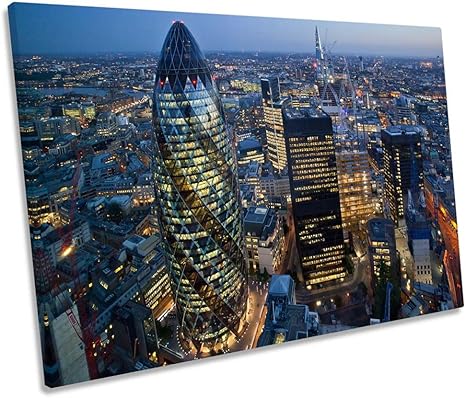 Skyscraper City London Skyline Gherkin Single Canvas Art Print Amazon De Kuche Haushalt