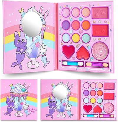 Aomig 14 Colors Kids Makeup Set for Girls Non-Toxic Washable with Mirror