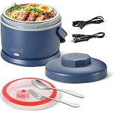 Electric Lunch Box for Adults 40 oz Portable Food Warmer 12V/24V/110V/220V Heated Lunch Box for Work, Office, Car, Travel, Home Use (Blue)