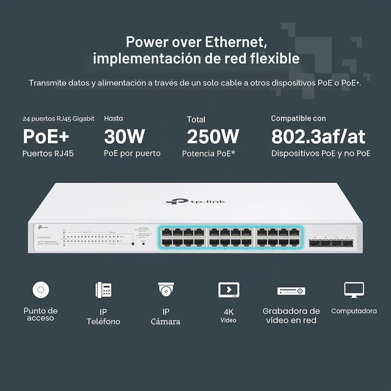 Festa FS328GP - Switch Ethernet PoE, 28 Puertos, 24 PoE, 250W