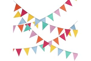 HESTYA 42 Pieces Colorful Pennant Banner Flag Multicolor Bunting String Triangle Banner Pennants for Birthdays Classroom School Carnival Garland Outdoor Events Party Hanging Decorations(Pastel)