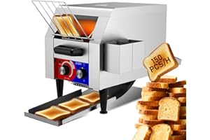 HTTSICHI Commercial Conveyor Toaster w/ 1 Slice Wide Slot, 150 Slice/hour Commercial Toaster w/ 7.2’’ Wide and 3‘’ Opening, Industrial Kitchen Cooking bagel w/Stainless Steel and Heavy Duty