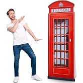 Beeveer 6.4 ft Telephone Booth Cardboard Stand up Life Size British London Theme Party Decoration English Stand-up Prop for Birthday Britain Theme Party Event Decor