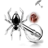 Agrewd Spider Halloween Helix Piercing Jewelry, 16G Titanium Foward Helix Jewelry, Threadless Push in Flat Back Cartilage Earrings Stud