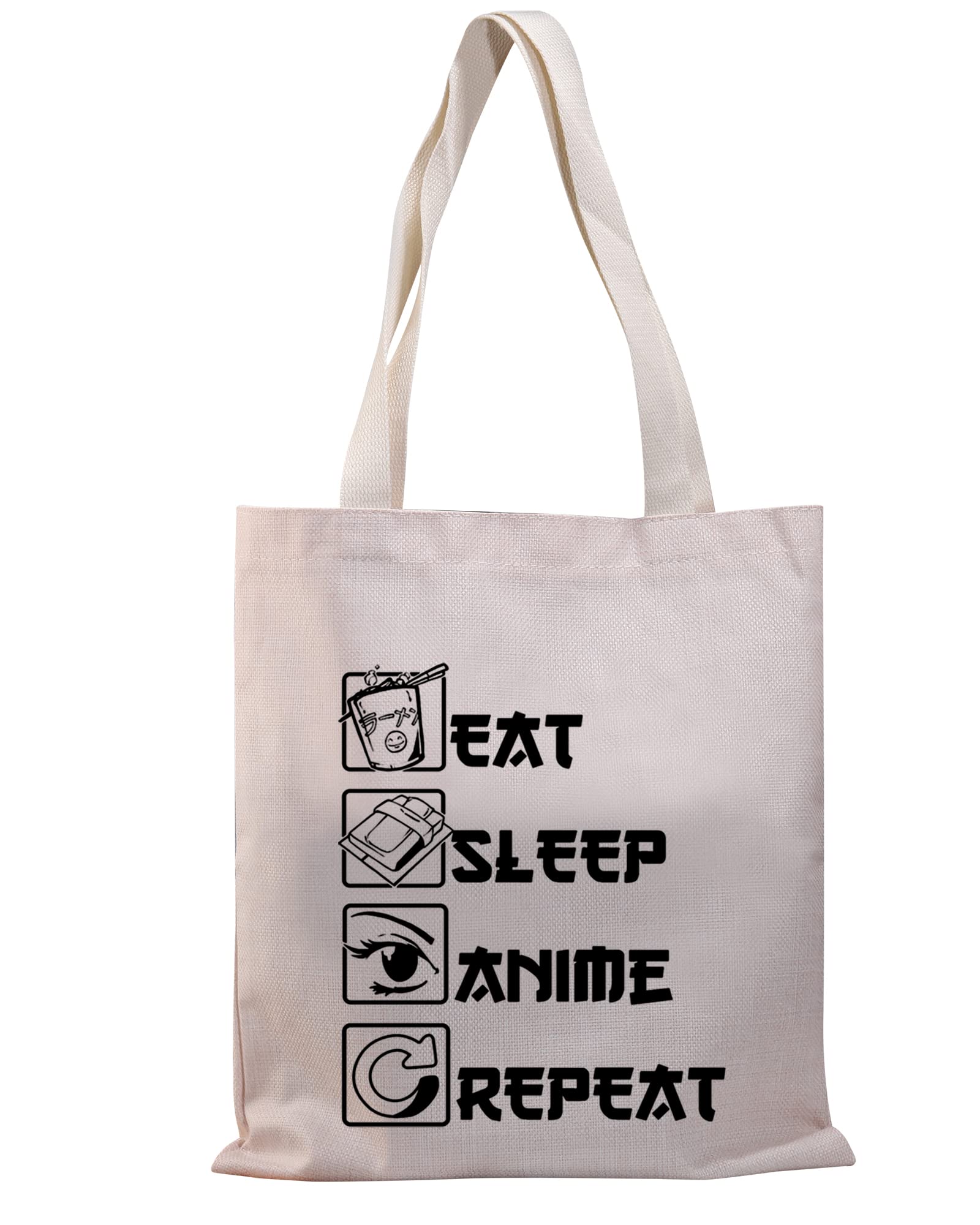 PLITI Anime Canvas Tote Bag Anime Lover Gift Anime Fans Bag Eat Sleep Anime Repeat Kawaii Anime Reusable Handbag (Sleep anime TG)
