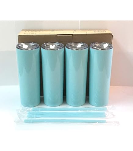 Amazon.com | Maars 20 oz. Skinny Steel, Double Wall Stainless Tumbler  (Seafoam, 4 Pack): Tumblers & Water Glasses