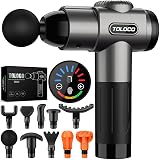 TOLOCO Massage Gun, Deep Tissue Back Massage for Athletes for Pain Relief, Percussion Massager with 10 Massages Heads & Silent Brushless Motor, Valentines Day Gifts for Him Her, Grey