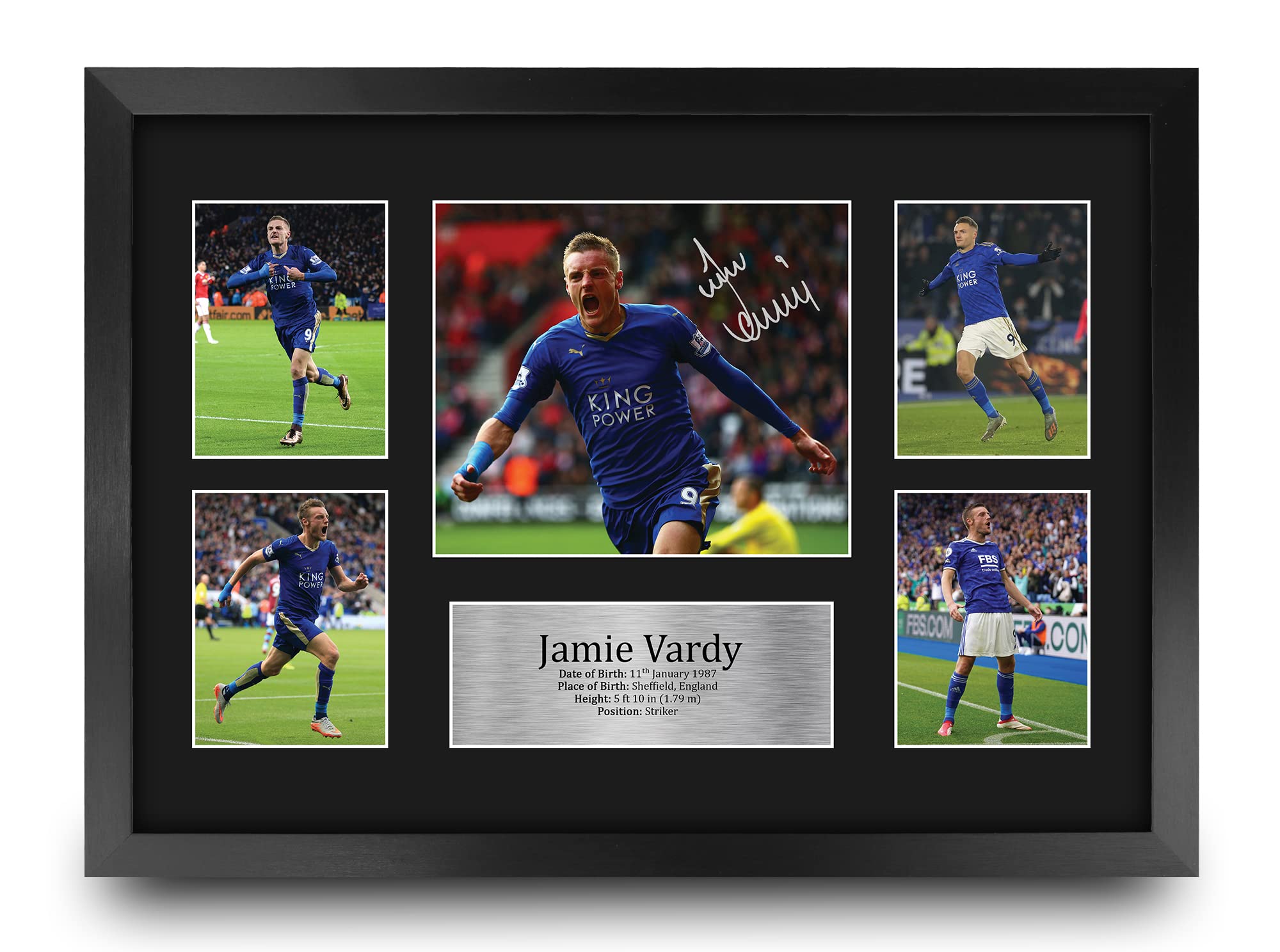HWC Trading FR A3 Jamie Vardy Leicester City Gifts Printed Signed Autograph Picture for Football Fans and Supporters - A3 Framed