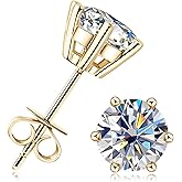 Inf.Story Moissanite Stud Earrings, 1ct-6ct D Color Brilliant Round Cut 925 Sterling Silver Classic 6 Pong Moissanite Earrings for Women or Men