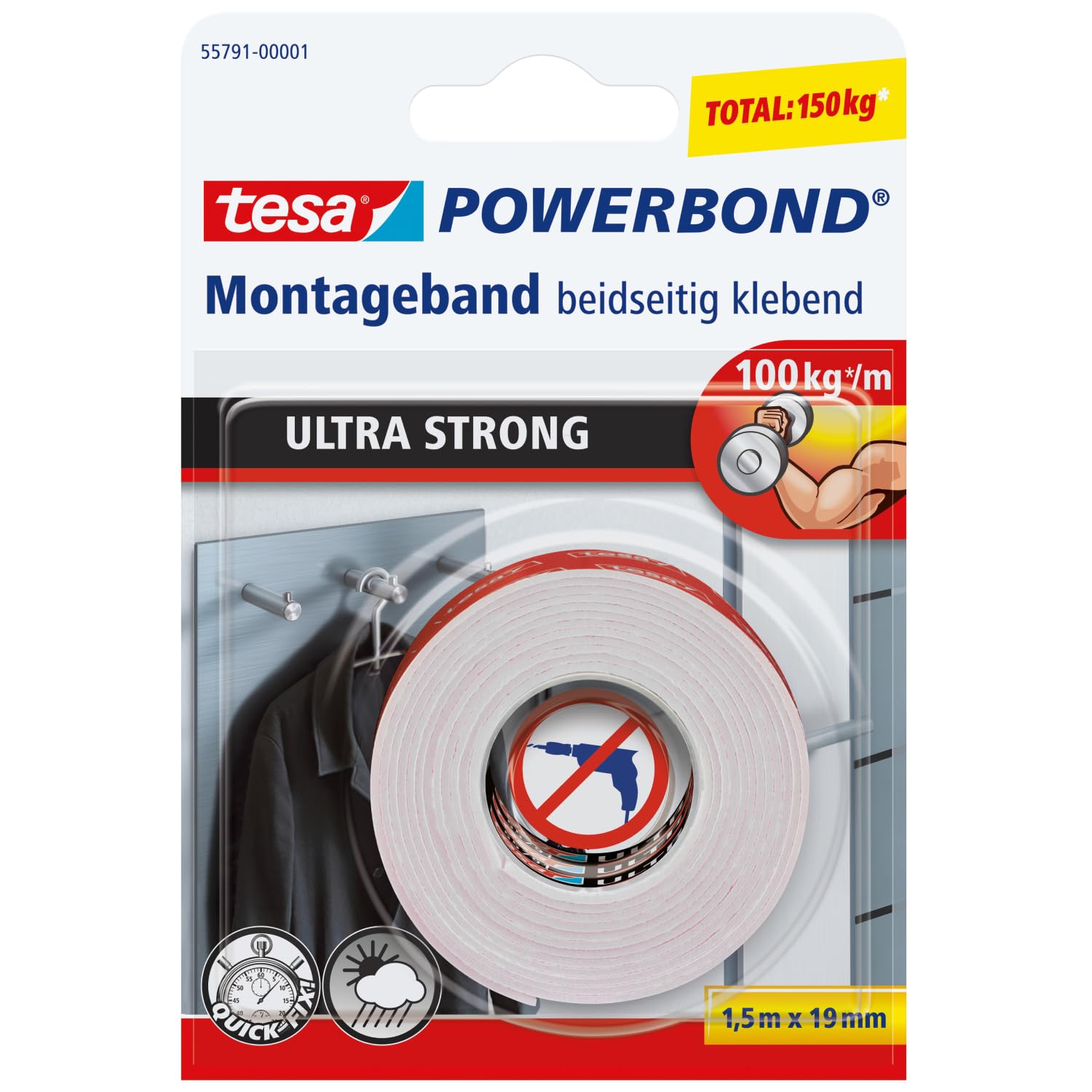 tesa Powerbond Ultra Strong Foam Double Sided Mounting Tape 1.5 m x 19 mm