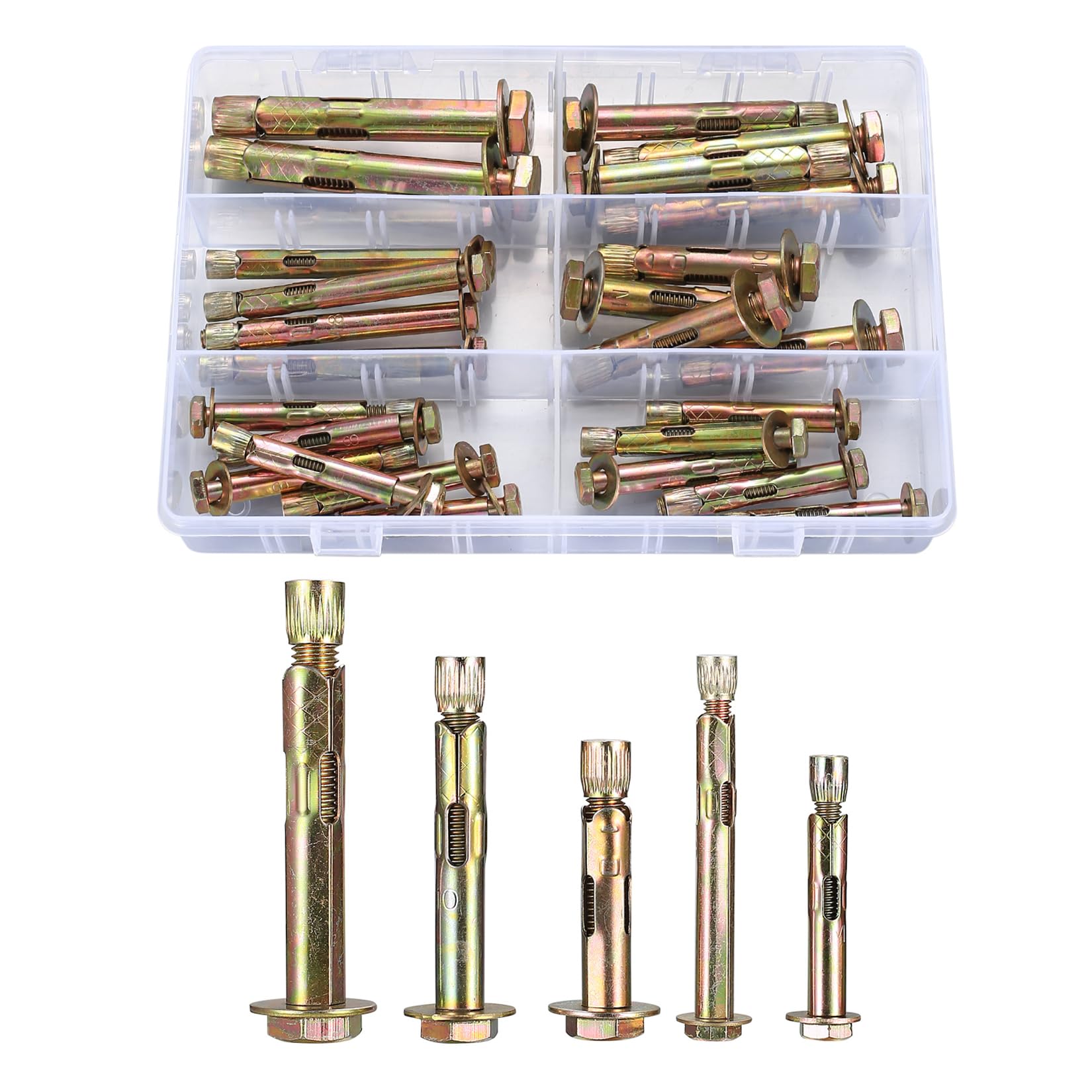 Pack of 25 Heavy Duty Anchors, Heavy Duty Dowels, Concrete Anchors, M6 M7 M8 M10 Expansion Bolts, Hex Bolt Anchor, Anchor Screws for Concrete, Brick, Hollow Blocks, Threaded Rod, Hanger Bolts