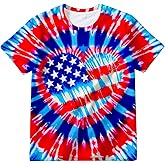 TZQPSJW Kids Tie Dye Shirt Size 4-16 Years Short Sleeve Hippies Senior Tees T Shirts for Boys Girls