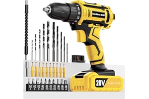 VIWKO Drill Set, Cordless Drill 20V with 42pcs Accessories and Battery 2.0Ah, Electric Drill 25+1 Position, 2 Speed, 3/8 Inch Keyless Chuck, LED Light, Power Drill for Home DIY and Garden Repair