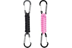 BRAVESHINE 2 Pack Paracord Keychain Hook D Ring Carabiner Clips for Water Bottle, Keys, Backpack, Boys, Girls, Men, Women