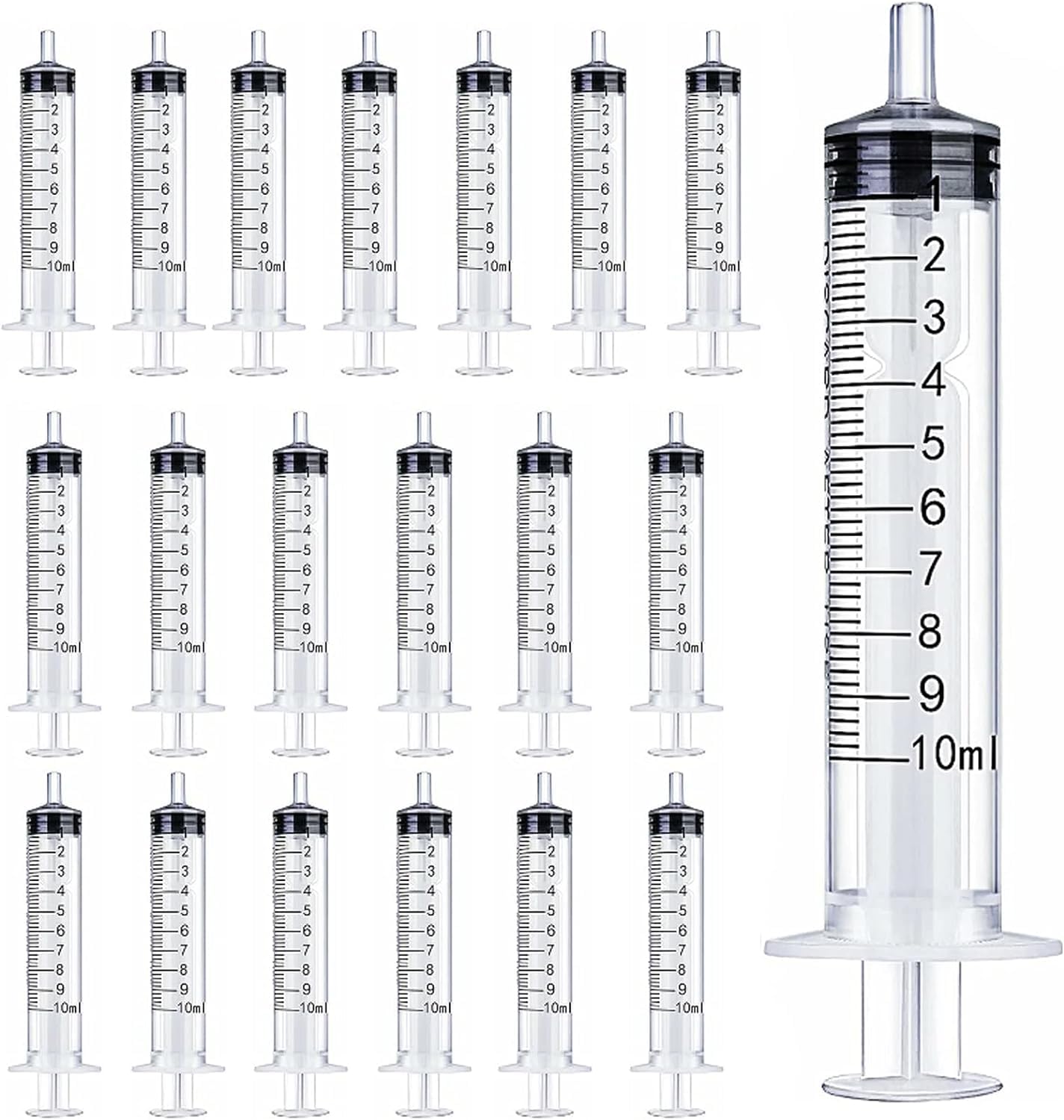 [30 Pack] HYCKee 10ml Plastic Syringe for Liquid Multiple Uses Measuring Syringe Tools for Labs, Measuring Liquids and Dispensing (10ml / 30pack)