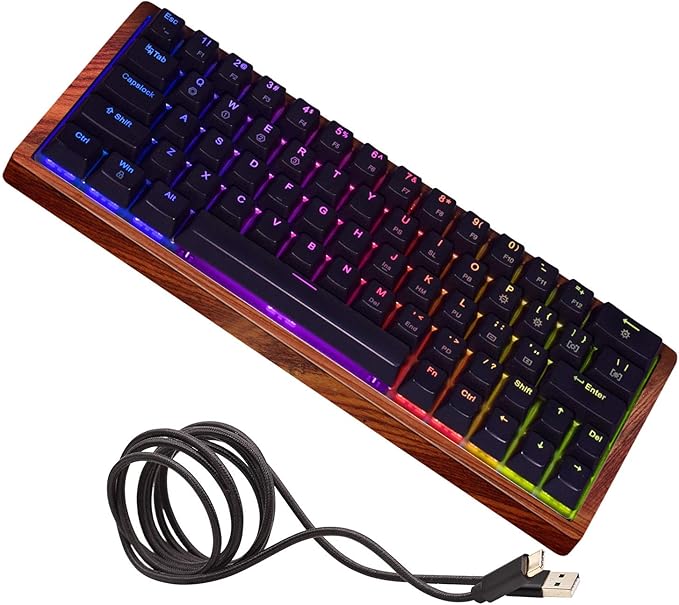 Cacoy 60 Mini RGB Mechanical Gaming Keyboard HotSwap Wooden Frame