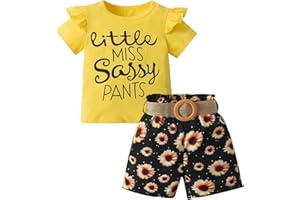Toddler Baby Girls Summer Clothes Infant Shorts Sets Ruffle Short Sleeve T-Shirt Letter Print Pullover Shirt 3Pcs Outfit Set