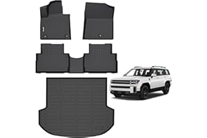 AIPOIL® Floor Mats & Cargo Liner Set for 2021-2023 Hyundai Santa FE (Not for Hybrid) All Weather Protection TPE Anti-Slip Automotive Full Set Custom Car Mats Accessories - Black