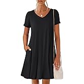 ANRABESS Women's Summer T Shirt Dress Casual V Neck Short Sleeve Floral Boho Flowy Mini Dresses 2026 Beach Vacation Clothes