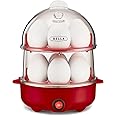 bella Rapid Electric Egg Cooker and Omelet Maker with Auto Shut Off, for Easy to Peel, Poached Eggs, Scrambled Eggs, Soft, Medium and Hard-Boiled Eggs, 14 Egg Capacity Tray, Double Tier, Red