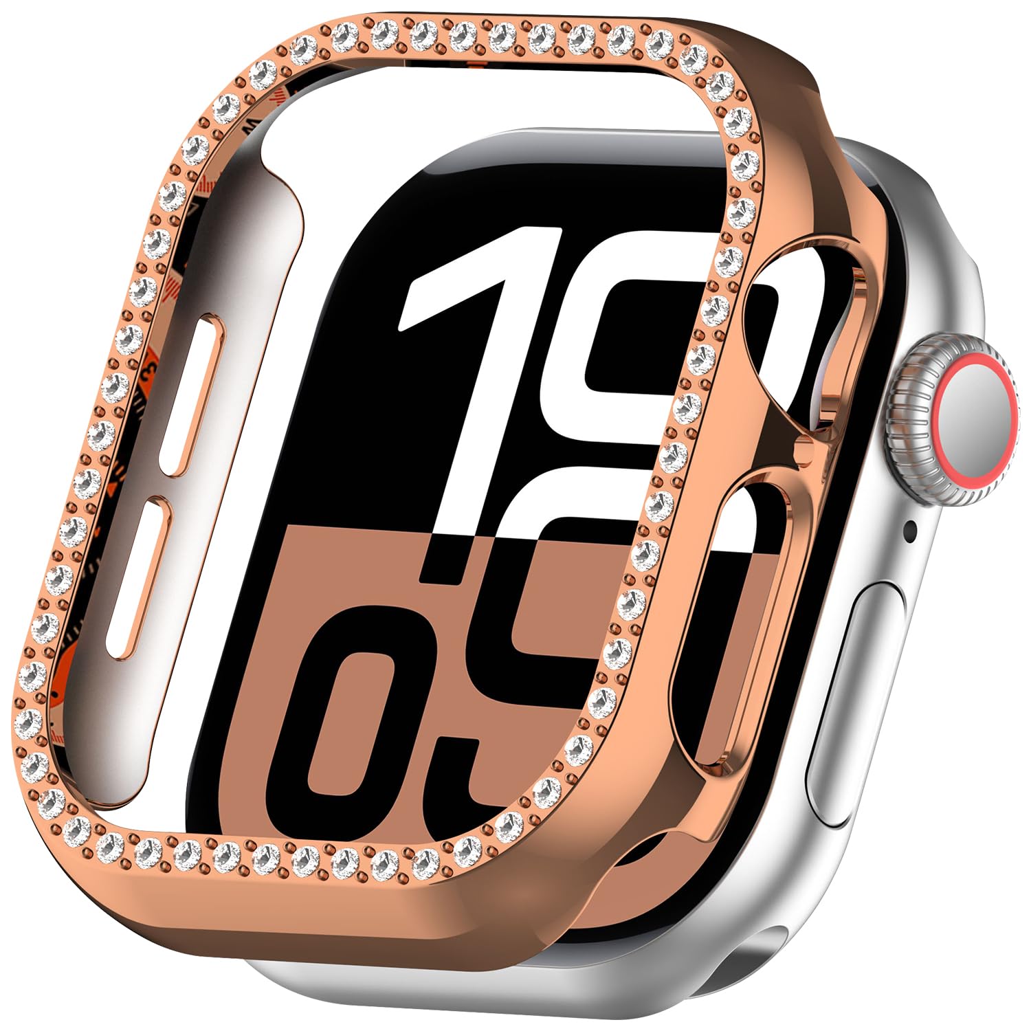 Miimall Bling Case for Apple Watch Series 11/10, Glitter iWatch Series 10 Face Cover, Sparkly Diamond Case for Women Girls, Hard PC Apple Watch 11 Covers 42mm-Rose Gold
