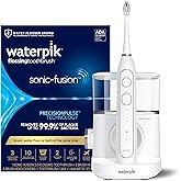 Waterpik Sonic-Fusion 2.0 Professional Flossing Electric Toothbrush with Water Flosser Combo In One, White SF-04, Packaging M