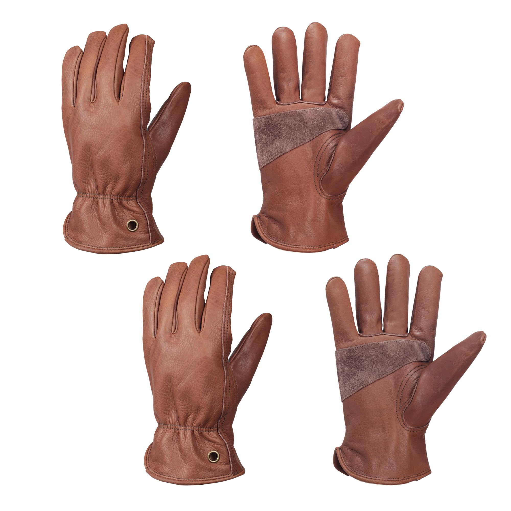 NBLEAGLO Leather gardening gloves for Men and women, Thorn proof Safety Leather Work Gloves for Garden,Construction Heavy Duty Work (Brown-2pairs, Medium) — image 1