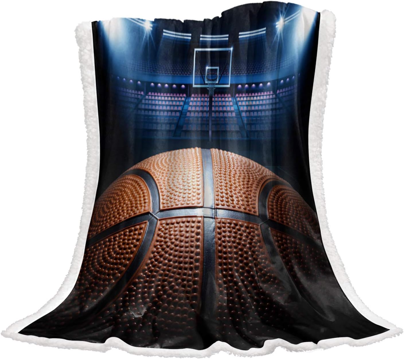 Comforance Basketball Throw Blanket Reversible Sherpa