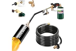JAYICHENG Propane Torch Weed Burner Kit,Weed Torch Blow Torch with 1lb Propane Cylinder Converter,10 FT Hose Heavy Duty Flamethrower with Turbo Trigger for Flame Weeding,Roofing, Melting Ice Snow